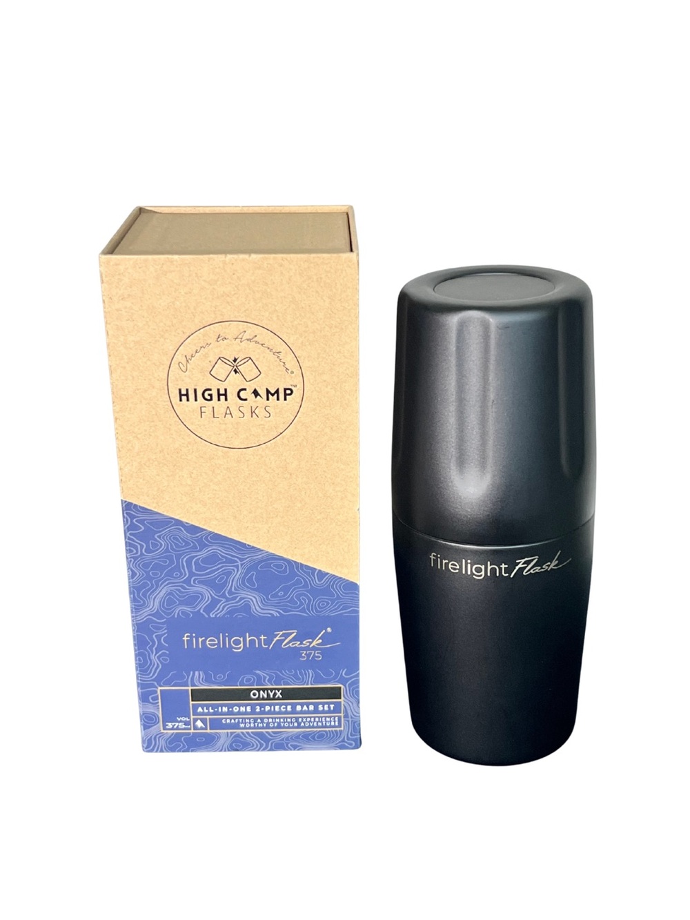 High Camp Firelight Flask 375 Onyx NWT Stainless Steel Insulated Bar Set
